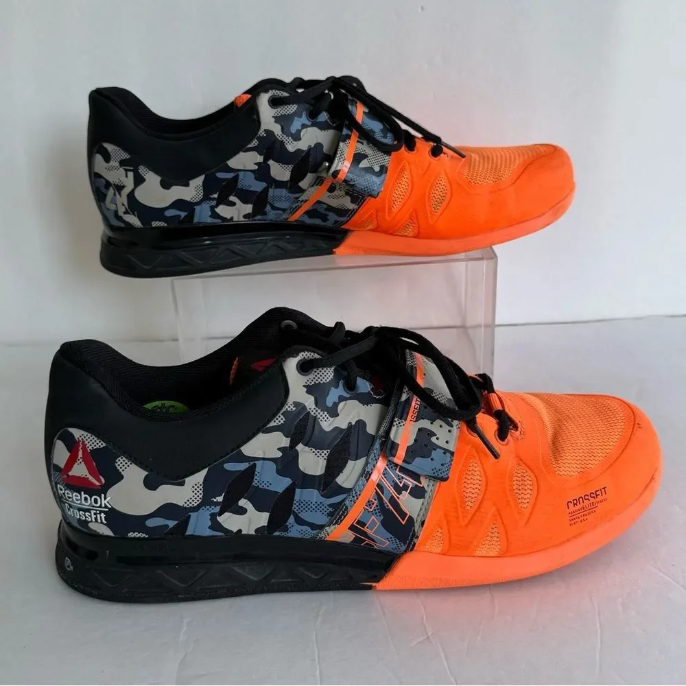 Reebok Camo Men’s 11 Crossfit Lifter 2.0 Shoes Neon Orange Black V67579